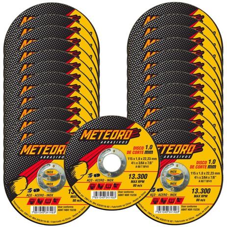 Disco de Corte Extra Fino 4.1/2 POL Aço e Inox Meteoro com 25 Peças NORTON Menor preço em Disco de Corte Extra Fino 4.1/2 POL Aço e Inox Meteoro com 25 Peças NORTON