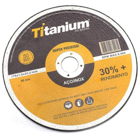Disco de Corte Fino 178 x 1,6 x 22,2mm Kit de 30 Peças TITANIUM-4185 Menor preço em Disco de Corte Fino 178 x 1,6 x 22,2mm Kit de 30 Peças TITANIUM-4185