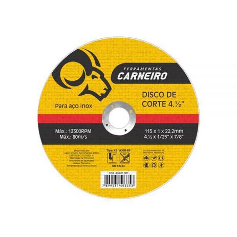 Disco de Corte Inox 115X1,0X22mm Carneiro Menor preço em Disco de Corte Inox 115X1,0X22mm Carneiro