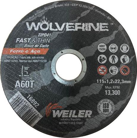 Disco de corte wolverine weiler 115x1,2x22,2 Menor preço em Disco de corte wolverine weiler 115x1,2x22,2