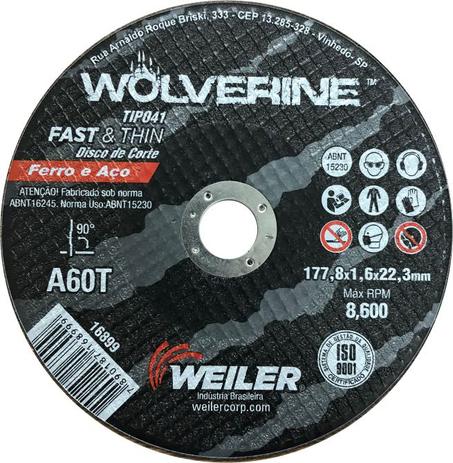 Disco de corte wolverine weiler 180x1,6x22,2 Menor preço em Disco de corte wolverine weiler 180x1,6x22,2