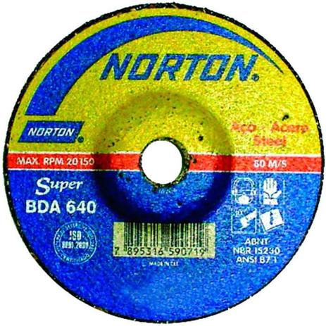 Disco de desbaste para metal 7” x 1/4” x 7/8” - BDA640 - Norton Menor preço em Disco de desbaste para metal 7” x 1/4” x 7/8” - BDA640 - Norton