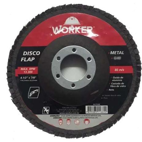 Disco De Lixa Flap 4.1/2 WORKER Menor preço em Disco De Lixa Flap 4.1/2 WORKER
