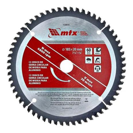 Disco De Serra Circular P/ Alumínio 7.1/4 60 Dentes Mtx Menor preço em Disco De Serra Circular P/ Alumínio 7.1/4 60 Dentes Mtx