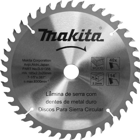 Disco de serra para madeira 185 x 20 x 40 dentes - D-51356 - Makita é ruim? Disco de serra para madeira 185 x 20 x 40 dentes - D-51356 - Makita é boa?