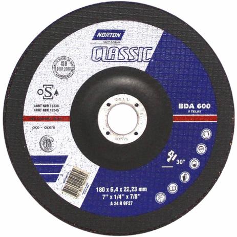 Disco desbaste metal 7 x 1/4 x 7/8 bda 600 - Norton Menor preço em Disco desbaste metal 7 x 1/4 x 7/8 bda 600 - Norton