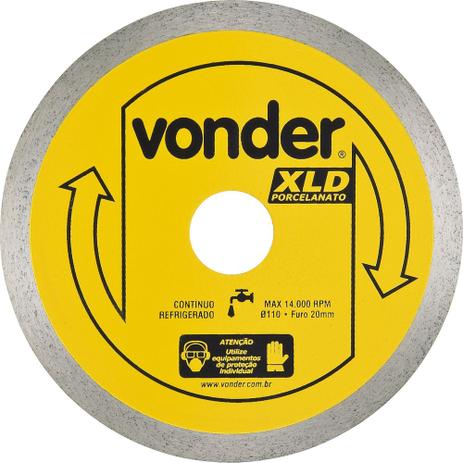 Disco diamantado 110mm contínuo furo 20mm xld - Vonder Menor preço em Disco diamantado 110mm contínuo furo 20mm xld - Vonder