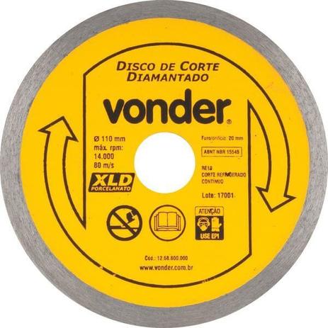 Disco Diamantado 110mm para Porcelanato Vonder Menor preço em Disco Diamantado 110mm para Porcelanato Vonder