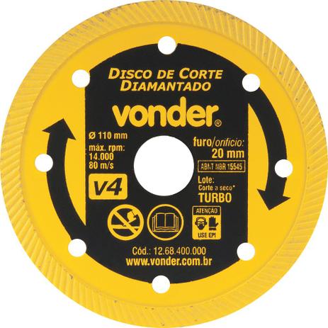 Disco diamantado 110mm turbo furo 20mm v4 - Vonder Menor preço em Disco diamantado 110mm turbo furo 20mm v4 - Vonder