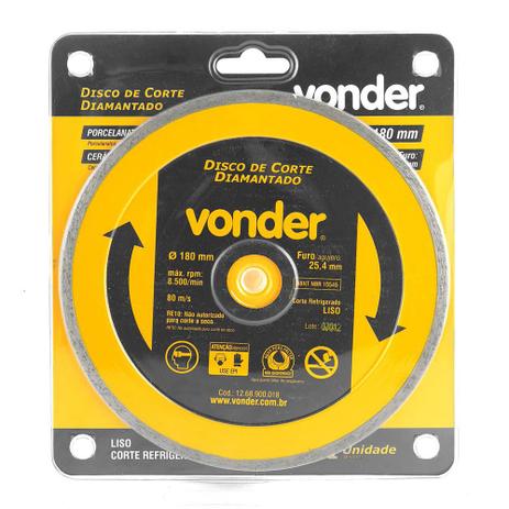 Disco Diamantado 180Mm Liso - Vonder Menor preço em Disco Diamantado 180Mm Liso - Vonder