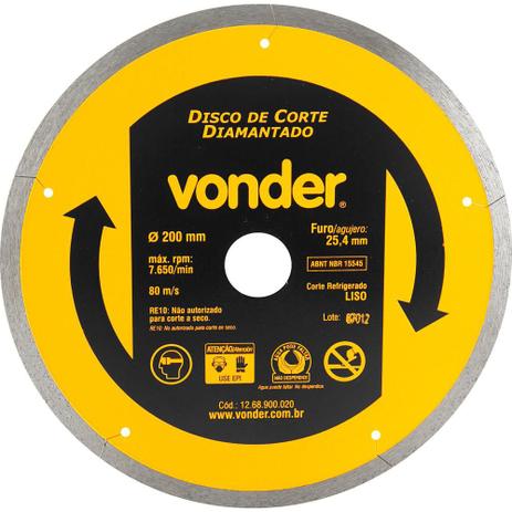 Disco Diamantado 200Mm Liso - Vonder Menor preço em Disco Diamantado 200Mm Liso - Vonder