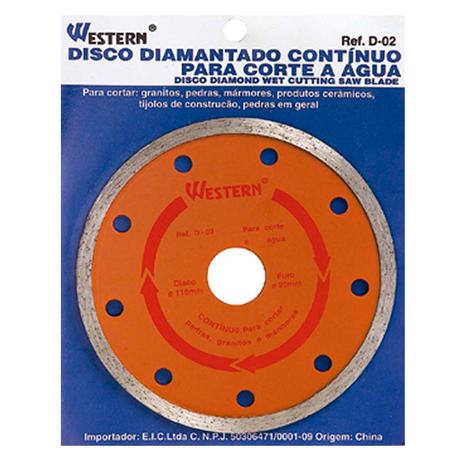 Disco Diamantado Contínuo, Corte Água - Western Menor preço em Disco Diamantado Contínuo, Corte Água - Western