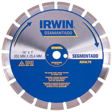 Disco diamantado corte a seco de 350 mm segmentado para asfalto - Irwin Menor preço em Disco diamantado corte a seco de 350 mm segmentado para asfalto - Irwin