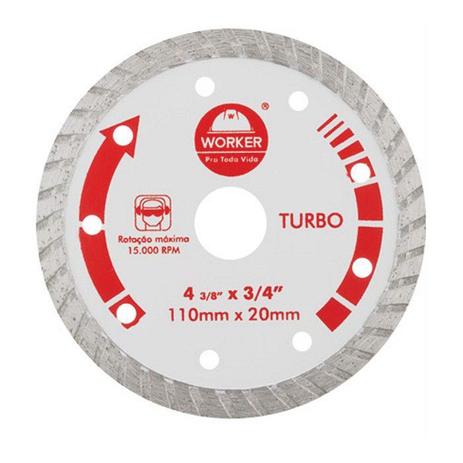 Disco diamantado turbo 180mm 7” furo 25,4mm worker Menor preço em Disco diamantado turbo 180mm 7” furo 25,4mm worker