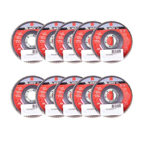 Disco flap 115mm x 22mm - kit 10 peças - Mtx Menor preço em Disco flap 115mm x 22mm - kit 10 peças - Mtx