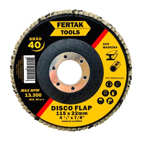 Disco Flap 4.1/2” Grão 40 Fertak Tools Menor preço em Disco Flap 4.1/2” Grão 40 Fertak Tools