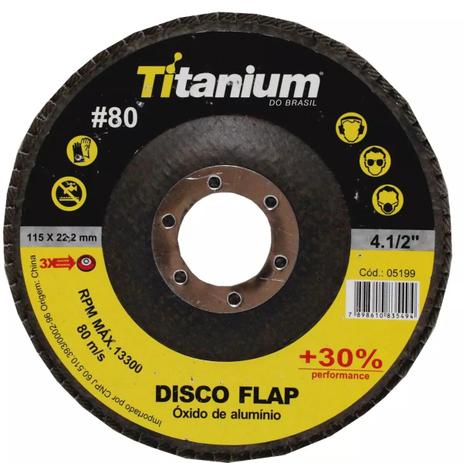 Disco Flap de Óxido de Alumínio de 4.1/2 Pol. Grão 80 Caixa com 20 Peças TITANIUM-05199 Menor preço em Disco Flap de Óxido de Alumínio de 4.1/2 Pol. Grão 80 Caixa com 20 Peças TITANIUM-05199