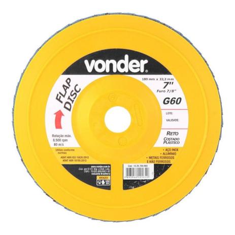 Disco flap disc reto 7” g60 - Vonder Menor preço em Disco flap disc reto 7” g60 - Vonder
