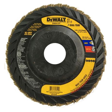 DISCO FLAP DUAL-TRIM 4-1/2x7/8 GRÃO 80 DEWALT - DW8410T Menor preço em DISCO FLAP DUAL-TRIM 4-1/2x7/8 GRÃO 80 DEWALT - DW8410T