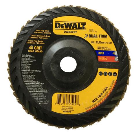 Disco Flap Dual-Trim 7x 7/8 G40 Dewalt Menor preço em Disco Flap Dual-Trim 7x 7/8 G40 Dewalt