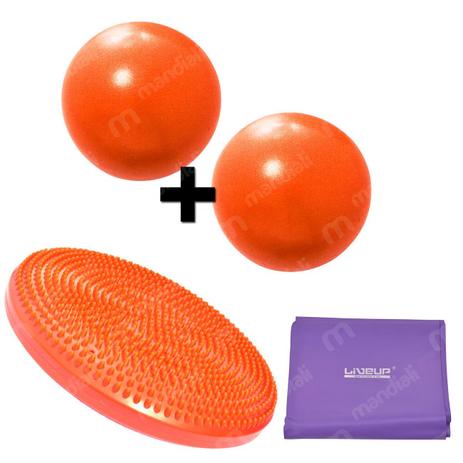 Disco Inflavel Equilibrio + 2 Overball para Pilates 25cm Laranja+ Faixa Elastica Media  Liveup é boa?