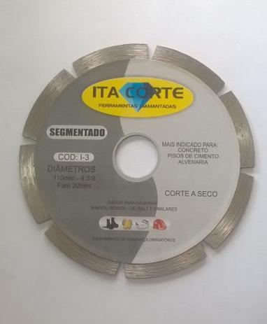 Disco ITA CORTE SEGMENTADO 110mm-4.3/8 furo 20mm Para Concreto, Pisos Cimentos Menor preço em Disco ITA CORTE SEGMENTADO 110mm-4.3/8 furo 20mm Para Concreto, Pisos Cimentos
