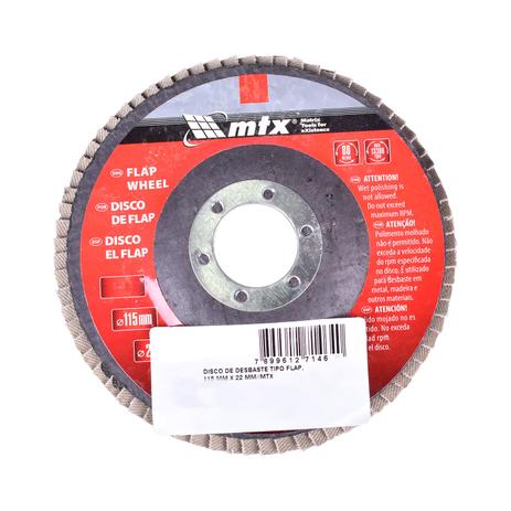 Disco Lixa Flap 115mm x 22mm GR60 MTX Menor preço em Disco Lixa Flap 115mm x 22mm GR60 MTX