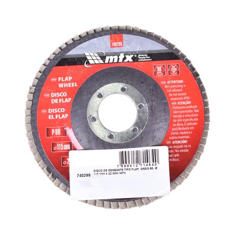 Disco Lixa Flap 115mm x 22mm GR80 MTX Menor preço em Disco Lixa Flap 115mm x 22mm GR80 MTX