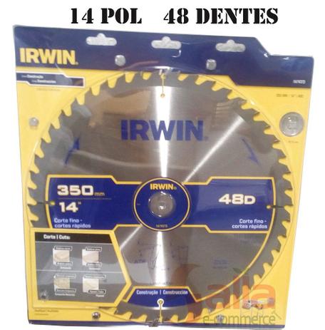 Disco para Serra Circular / Lâmina 350mm x 48 Dentes Irwin 14P IW14313 Corte Madeira Menor preço em Disco para Serra Circular / Lâmina 350mm x 48 Dentes Irwin 14P IW14313 Corte Madeira