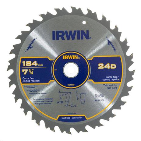 Disco para Serra Circular / Lâmina 7 1.4 24 Dentes Irwin Corte Madeira Menor preço em Disco para Serra Circular / Lâmina 7 1.4 24 Dentes Irwin Corte Madeira