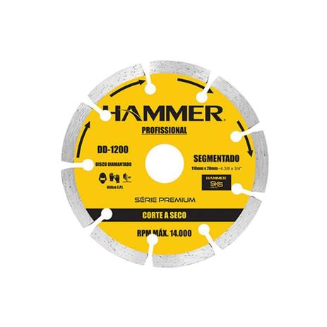 Disco profissional diamantado hammer 110 segmentado . seco 1200 Menor preço em Disco profissional diamantado hammer 110 segmentado . seco 1200