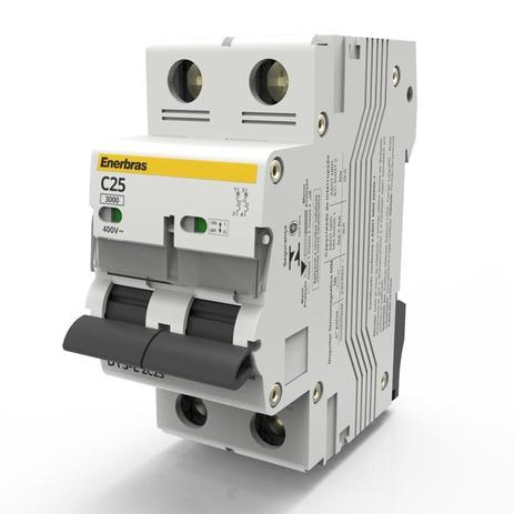 Disjuntor Termomagnético Bipolar Din 25A curva C - Enerbras - Enerbrás Menor preço em Disjuntor Termomagnético Bipolar Din 25A curva C - Enerbras - Enerbrás
