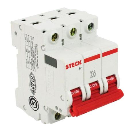 Disjuntor Tripolar 63A C 3kA SDD63C63 Steck Menor preço em Disjuntor Tripolar 63A C 3kA SDD63C63 Steck