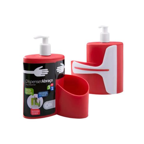 Dispenser Abraço Sobre a Pia 600ml Vermelho - Coza - Brinox Menor preço em Dispenser Abraço Sobre a Pia 600ml Vermelho - Coza - Brinox