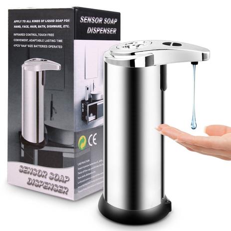 Dispenser automático inox por sensor álcool e sabão líquido - CI IMPORT Menor preço em Dispenser automático inox por sensor álcool e sabão líquido - CI IMPORT