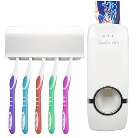 Dispenser de pasta de dente automatico com suporte para escova de dentes 2 em 1 - Faça resolva Menor preço em Dispenser de pasta de dente automatico com suporte para escova de dentes 2 em 1 - Faça resolva