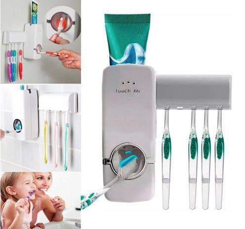 Dispenser Pasta Dente Aplicador Creme Dental Suporte Escovas de Dente Banheiro Parede -