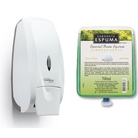 Dispenser Sabonete Espuma + Sabonete ERVA Doce Premisse Menor preço em Dispenser Sabonete Espuma + Sabonete ERVA Doce Premisse