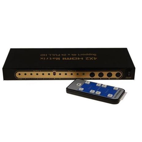 Distribuidor Matrix HDMI 4 x 2 HDMI 4K com Controle Remoto - Hd video Menor preço em Distribuidor Matrix HDMI 4 x 2 HDMI 4K com Controle Remoto - Hd video