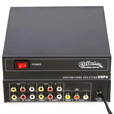 Distribuidor Vídeo Splitter RCA 1 para 4 - Cirilo Cabos Menor preço em Distribuidor Vídeo Splitter RCA 1 para 4 - Cirilo Cabos
