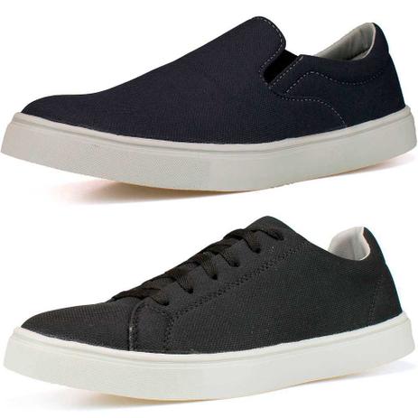 tenis slip on com cadarço