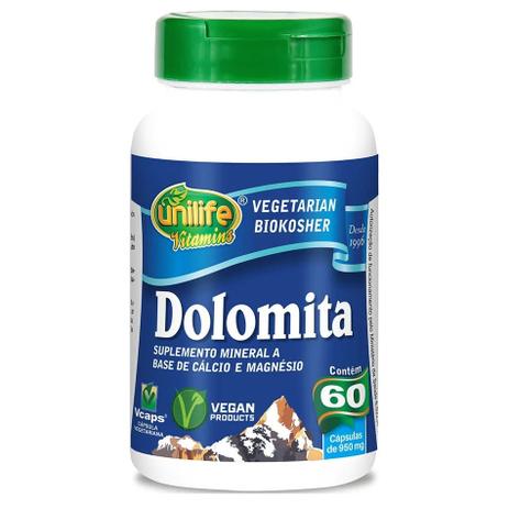 Dolomita Cálcio e Magnésio 60 cápsulas de 950mg - Unilife Menor preço em Dolomita Cálcio e Magnésio 60 cápsulas de 950mg - Unilife