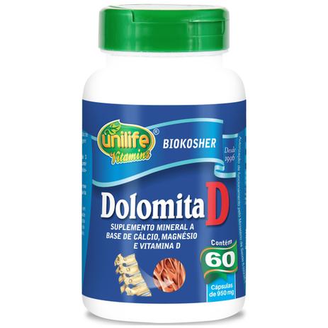 Dolomita D Cálcio Magnésio e Vitamina D 60 cápsulas - Unilife Menor preço em Dolomita D Cálcio Magnésio e Vitamina D 60 cápsulas - Unilife