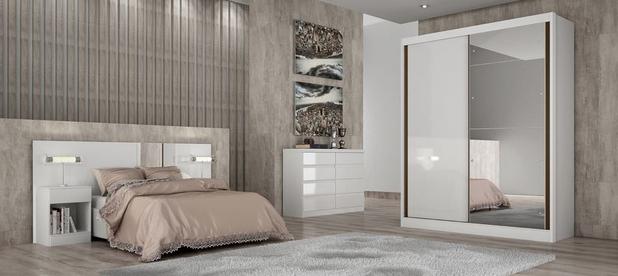 Dormitório Casal Completo com espelho 2 portas e 13 gavetas branco alto brilho Thor Novo Horizonte é boa?