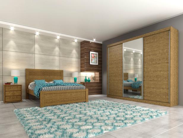 Dormitório Casal Los Angeles,roupeiro MDF,porta central espelhada,-Cor Imbuia Rustic - Tcil Móveis Menor preço em Dormitório Casal Los Angeles,roupeiro MDF,porta central espelhada,-Cor Imbuia Rustic - Tcil Móveis