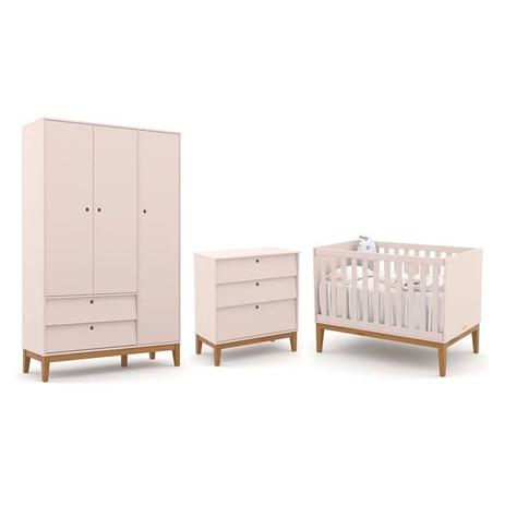 Dormitório Completo Infantil Unique 3 Portas, Cômoda 3 Gavetas e Berço Rosê/Eco Wood - Matic Móveis é boa?