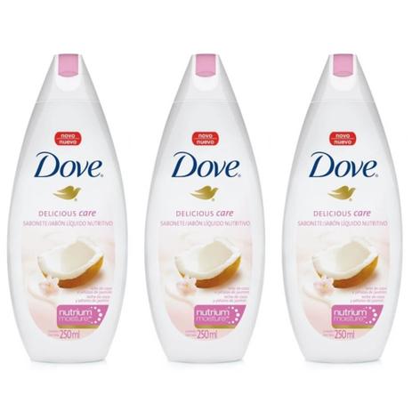 Dove Leite De Coco Sabonete Líquido 250ml (Kit C/03) Menor preço em Dove Leite De Coco Sabonete Líquido 250ml (Kit C/03)
