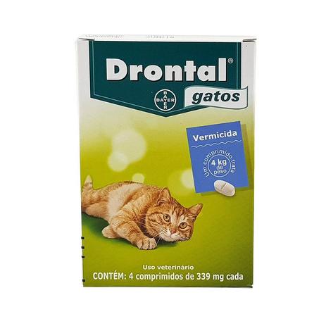 Drontal Gatos 4 comp Bayer vermífugo oral Menor preço em Drontal Gatos 4 comp Bayer vermífugo oral