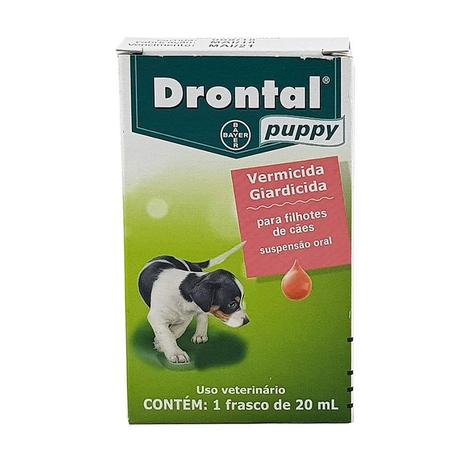 Drontal Puppy Suspensão 20ml Bayer vermífugo cães Menor preço em Drontal Puppy Suspensão 20ml Bayer vermífugo cães