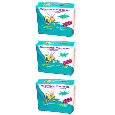 Dry Man Absorvente Masculino C/10 (Kit C/03) Menor preço em Dry Man Absorvente Masculino C/10 (Kit C/03)